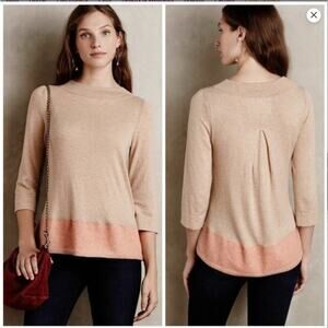 Anthropologie Angel of the North Evi Colorblock Sweater Wool Cashmere Tan Fall